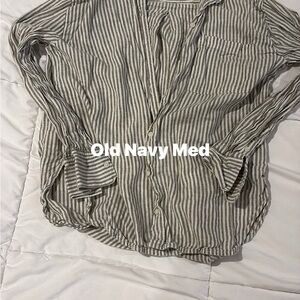 Old Navy women’s tan Striped Button-Up Shirt